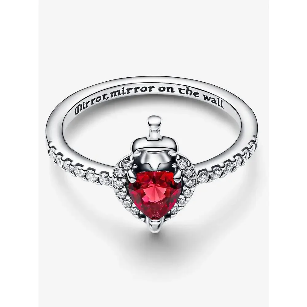 Pandora Disney Villains Evil Queen Ring Sterling Silver Fuchsia Crystal Sz 7